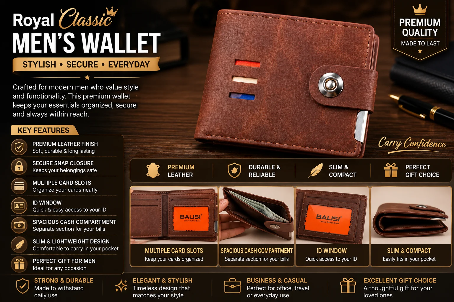 Vintage Brown Men's Wallet – Premium Leather Style
