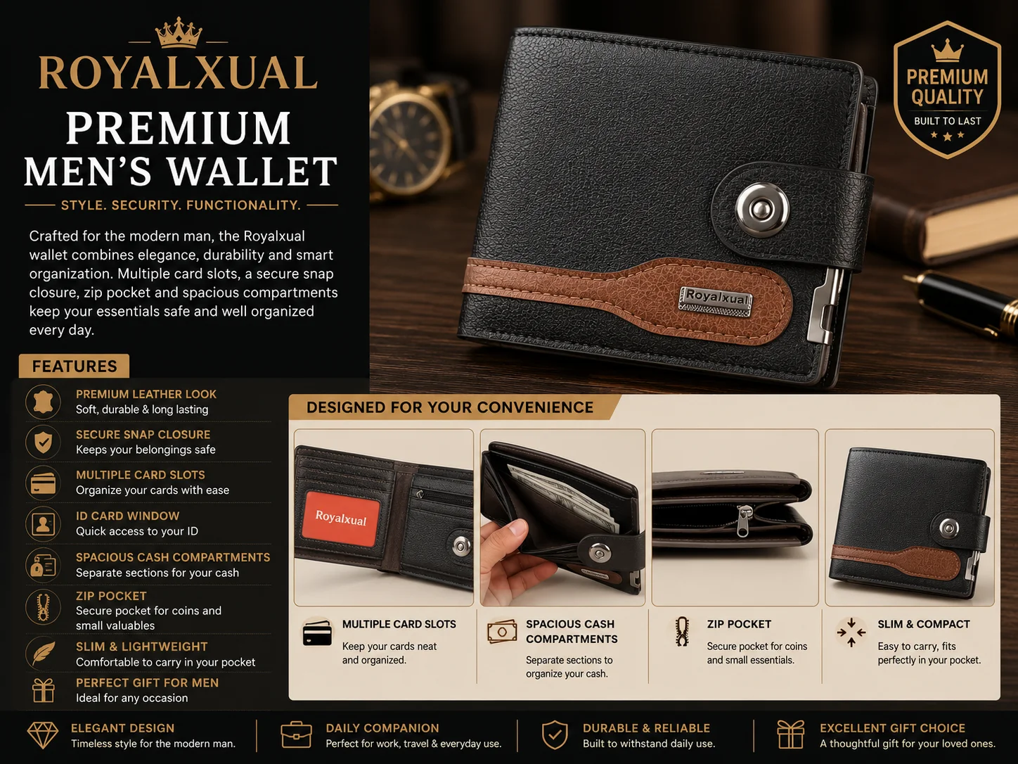 Balisi Style Classic Men's Wallet – Premium Black Edition