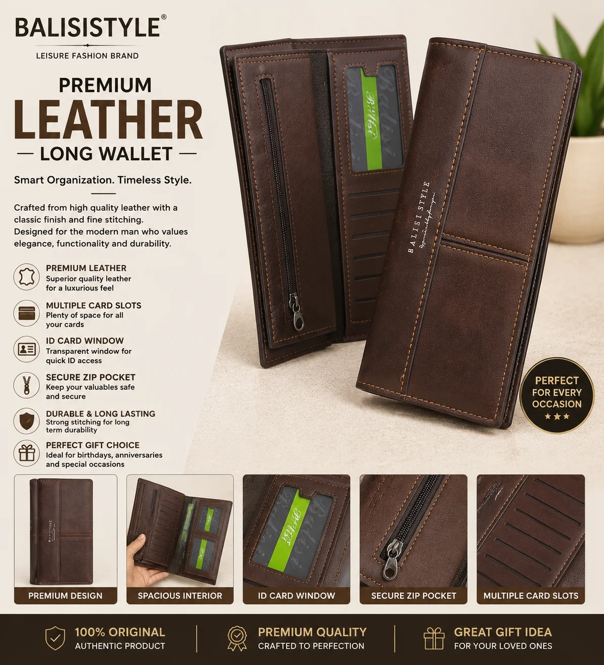 Premium Leather Men's Wallet – Elegant & Durable Design