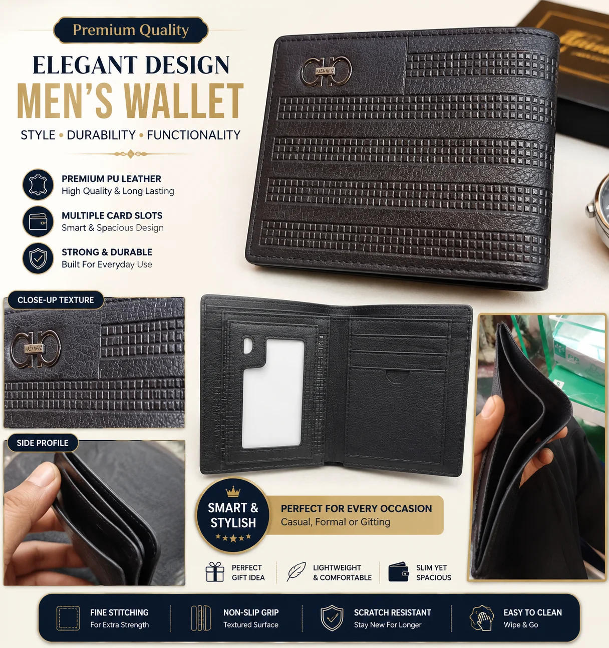 CLYM KEVN Premium Textured Men's Wallet