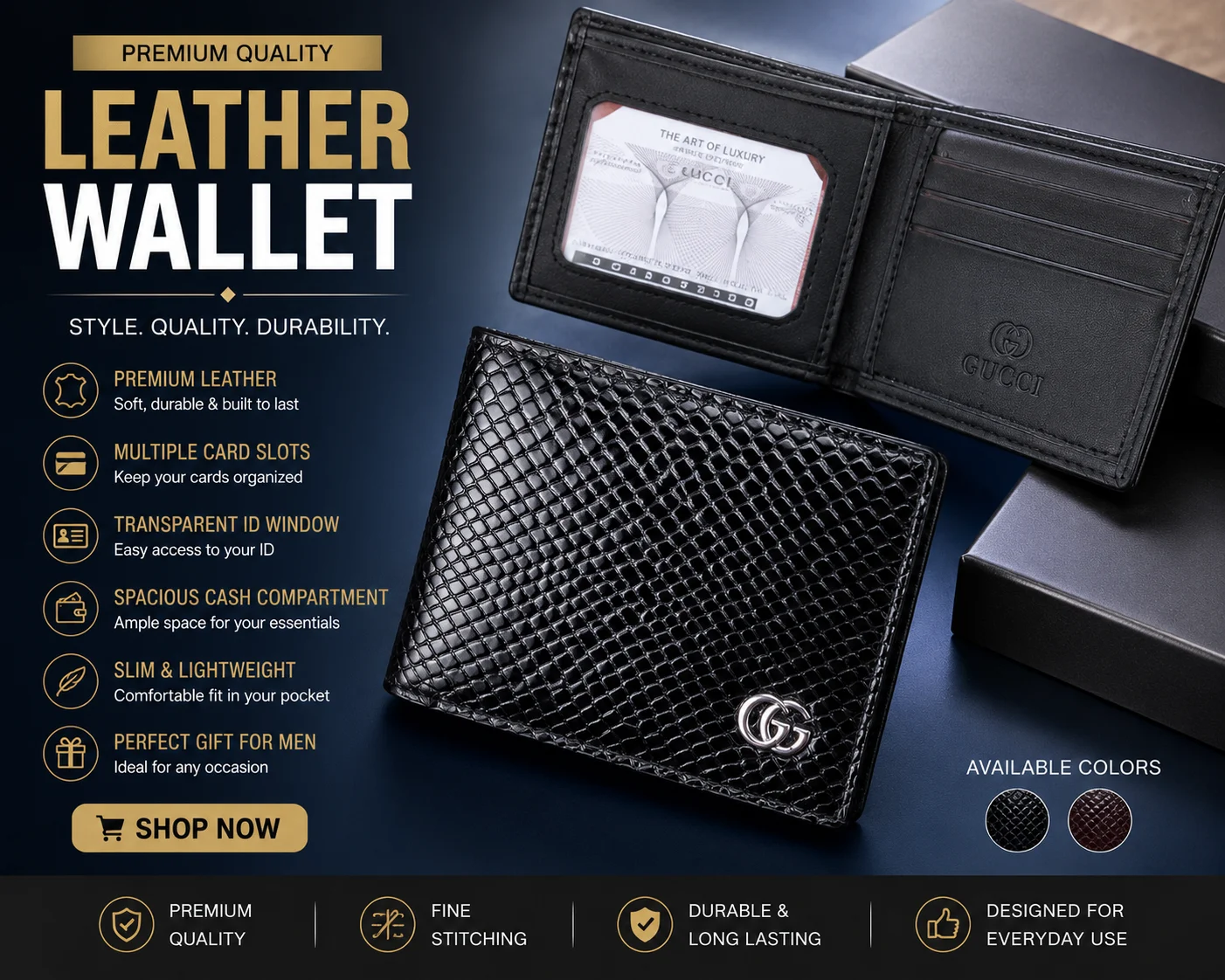 Luxury Textured Leather Wallet – Premium Men's Bifold Wallet